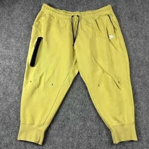 Nike Jogger Pants Women 2XL Tech‎ Yellow Knit Elastic Waist Zip Pocket Athletic